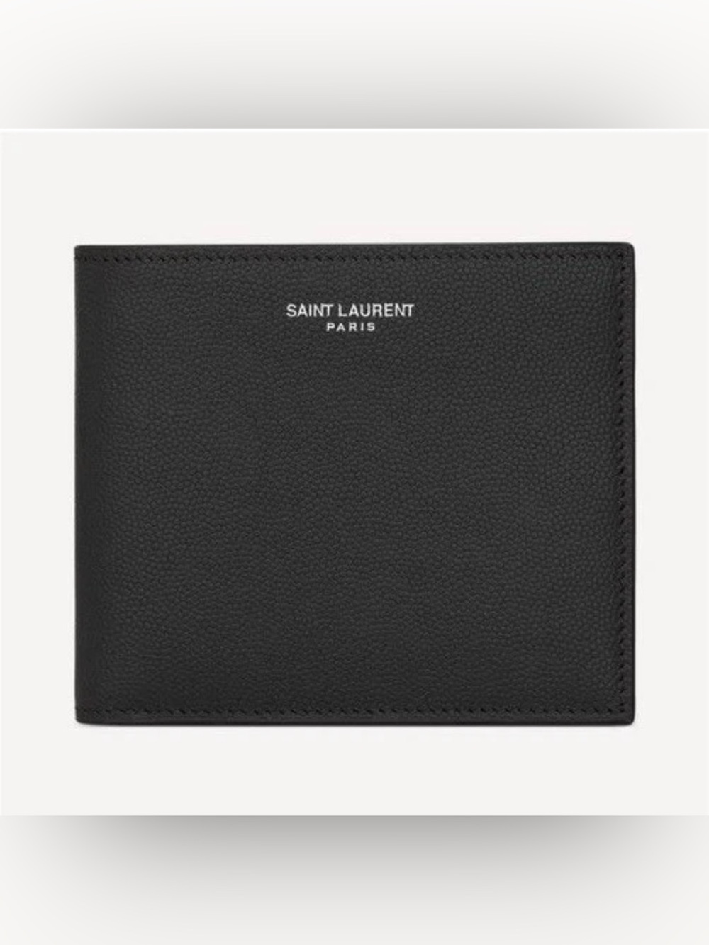 Saint Laurent Black Pebbled Leather Card Sleeve